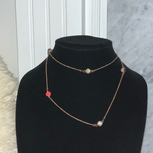 KATE Spade Gold, Coral, White, Rhinestone Necklace - Picture 6 of 7